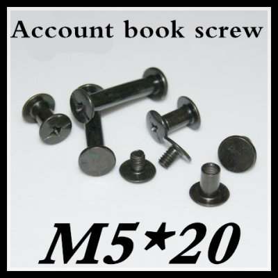 100pcs/lot m5*20 steel with black oxide po album screw, books butt screw, account book screw, book binding screw
