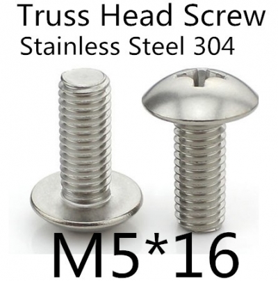 200pcs/lot stainless steel a2 m5*16 phillips truss head machine screw