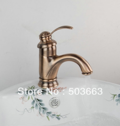 2013 Latest Contemporary Single Handle Antique brass Bathroom Faucet Basin Sink Spray Mixer Tap S-839