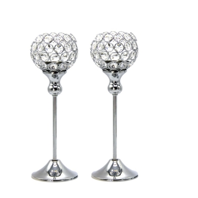 20pcs/lot 30cm 12inch k9 crystal candle holder metal silver plated wedding candlestick centerpieces candelabra decoration [others-4468]