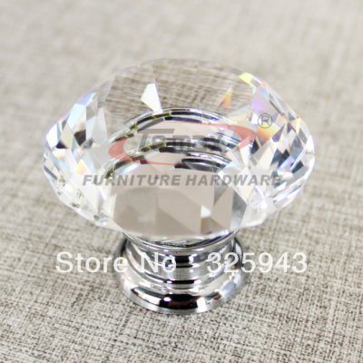 2pcs 30mm Zinc Alloy Clear Glass Crystal Glass Cabinet Knobs And Handles Dresser Knob Kids Pulls [Crystal pull 42|]