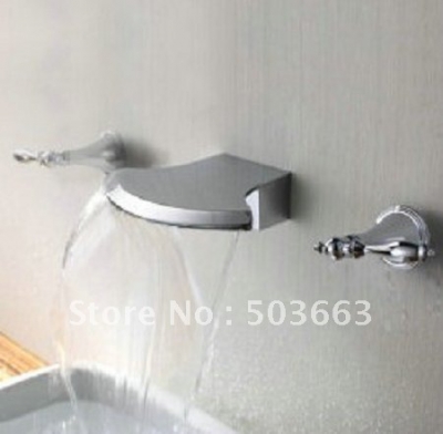 3 Piece Sets Bathtub Wall Mounted Faucet Bathroom Polished Chrome Mixer Tap CM0332