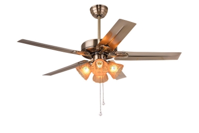 48 inch ceiling fan with light fixtuer for children baby room house living room pendant lamp 5 stainless blade foyer fans