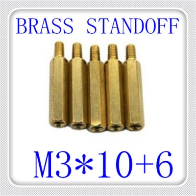 500pcs/lot pcb m3*10+6 brass hex male to female standoff /standoff screw