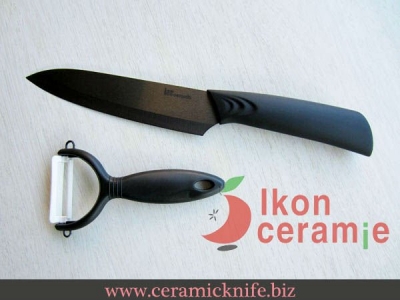 6.5" Ikon Ceramic Knife/Chef's Knife/Utility Knife,black blade,black straight handle+Free Peeler(Free Shipping)
