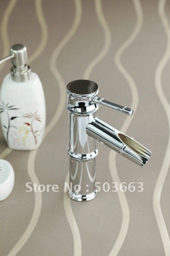 Beautiful Bamboo Waterfall Bathroom Basin Sink Mixer Tap Chrome Faucet CM0152