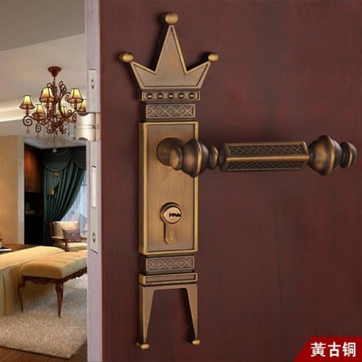 Chinese antique LOCK Yellow bronze ?Door lock handle door levers out door furniture door handle Free Shipping(3 pcs/lot) pb25