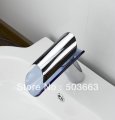 Chrome Finish Single Handle Waterfall Blue Glass Spout Bathroom Basin Brass Mixer Tap Vanity Faucet L-6043