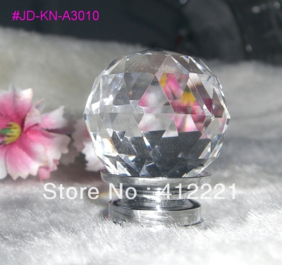 Crystal glass knobs 8pcs/lot Clear White 30 mm crystal triangle cut faces ball knob Luxury Fashion Crystal Furniture Knob Items [Crystal Door knob&Furniture]