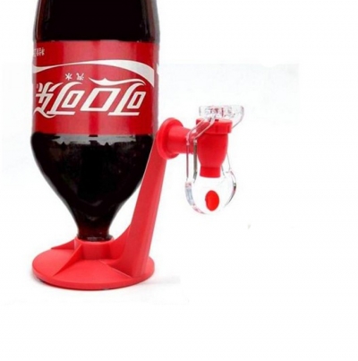 FREE SHIPPING 1PCS Coke Upside Down Red Water coke Soda Drinking Fridge Fizz Saver Dispenser