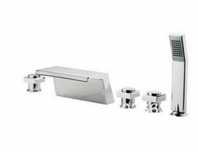 Luxury free shipping new design bathroom basin copper chrome faucet chrome bath tub 5pcs waterfall mixer tap b8800C [Bathroom Faucet-3 or 5 piece set]