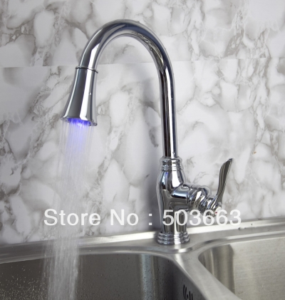 Novel Design Single Handle Kitchen Swivel Sink Led Faucet Mixer Tap Vanity Faucet Crane Chrome S-110
