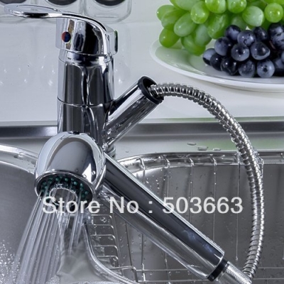 Pull out faucet chrome swivel kitchen sink Mixer tap b545 brass chrome kitchen faucet L-0010 [Kitchen Faucet 1376|]