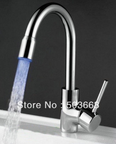 Water Steam Polished Chrome Brass LED Bathroom Basin Sink Mixer Tap Faucet CM0247