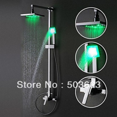 Wholesale 8" LED Rainfall Wall Mounted + Handheld SPRAY Shower Head Faucet Shower Set S-662 [Shower Faucet Set 2112|]
