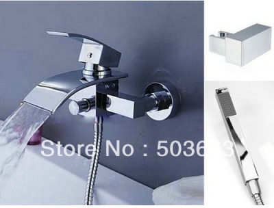 Wholesale Bathtub Mixer Faucet Chrome Waterfall Tap Wall Mounted With Handle Spray S-603