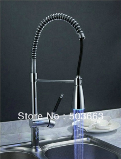 Wholesale Led Chrome Kitchen Brass Faucet Basin Sink Pull Out Spray Mixer Tap S-729 [Kitchen Pull Out Faucet 1928|]