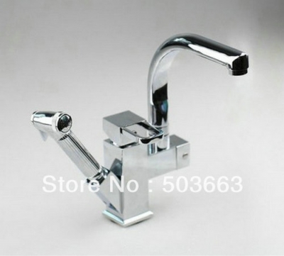 Wholesale Single Handle Double sink Swivel Kitchen Brass Faucet Basin Sink Pull Out Spray Mixer Tap S-721 [Kitchen Pull Out Faucet 1877|]