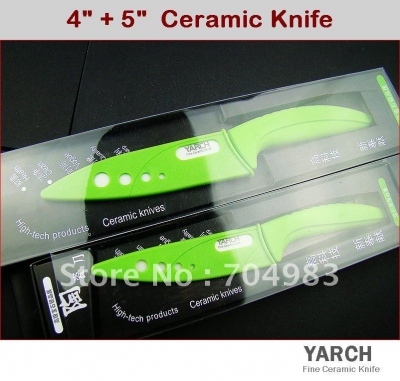 YARCH 2PCS/set , 4 inch+5 inch Ceramic Knife sets with Scabbard+Retail box, 2 colors select,CE FDA certified