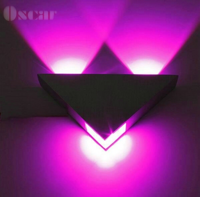 aluminum modern wall sconce triangle designed 3w purple light led wall lamp decoration home lighting ac85-265v wall mounted