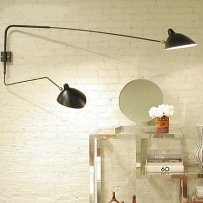 fashion creative modern wall lamp serge mouille 1 head 2 arms rotating sconce wall lamp loft retro black/white iron shade [creative-art-deco-2991]