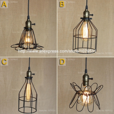 loft vintage indoor cage pendant lights with switch northern europe american retro pendant lamp lighting