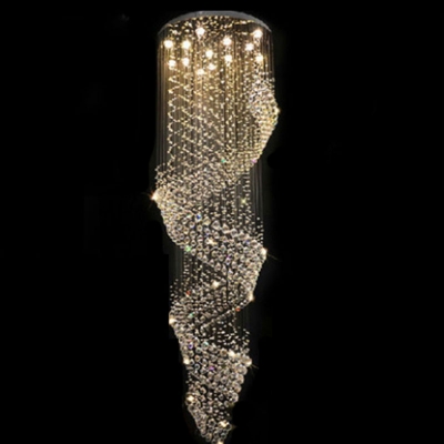 long size crystal chandelier light fixture for lobby, staircase lustre, stairs, foyer large crystal lmap stair lighting [crystal-ceiling-light-6962]