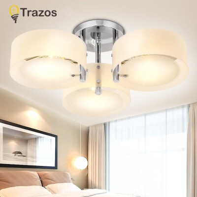 new 2016 modern ceiling lights modern fashionable design dining room lamp pendente de teto de cristal white shade acrylic lustre [led-ceiling-lights-2710]