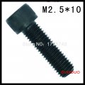 100pc din912 m2.5 x 10 grade 12.9 alloy steel screw black full thread hexagon hex socket head cap screws