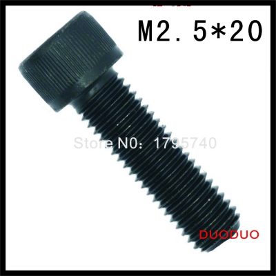 100pc din912 m2.5 x 20 grade 12.9 alloy steel screw black full thread hexagon hex socket head cap screws