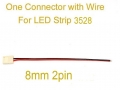 100pcs/lot 8mm 2pin 3528 led strip led connctoer one connector with wire for single color strip light