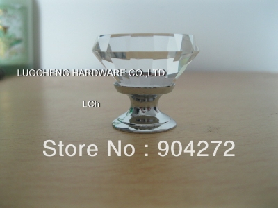 10PCS/LOT FREE SHIPPING NEW-DESIGNED CLEAR CUT CRYSTAL KNOB WITH CHROME ZINC BASE