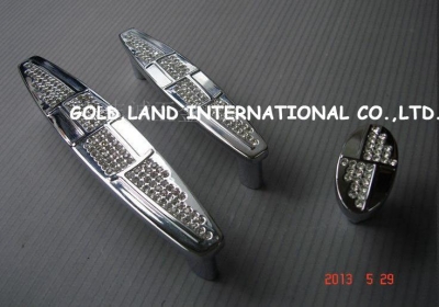 128mm chrome color Free shipping K9 crystal glass door handle drawer kitchen cabinet handle