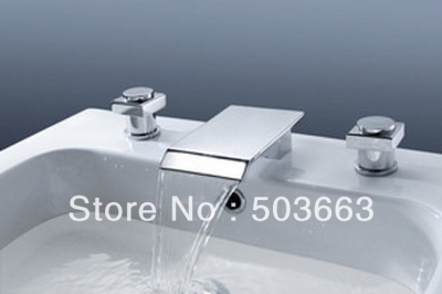2 Handle Waterfall Bathtub Basin Sink Spout Mixer Tap Chrome 3PCS Faucet Set K-6183