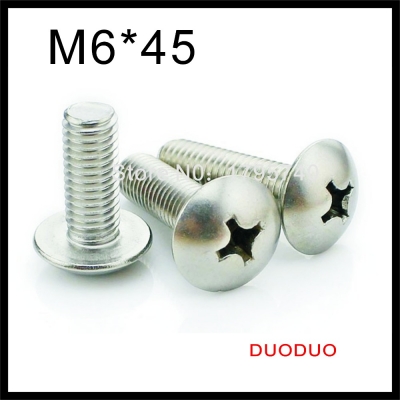 20 pieces m6 x 45mm 304 stainless steel phillips truss head machine screw