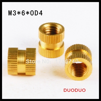 200pcs m3 x 6mm x od 4mm injection molding brass knurled thread inserts nuts