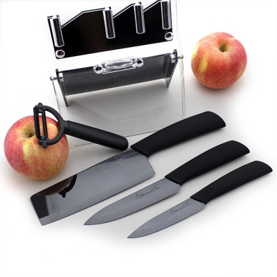 2013 New Ceramic Knife Set!4"/5"/6.5" Black Blade Ceramic Knife Set +Ceramic Peeler+Holder,CE FDA certified,Free Shipping