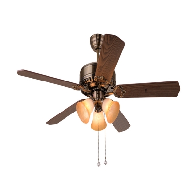 25w ceiling fan crystal living room ceiling fans with lights and 5 pcs wooden blade [ceiling-fans-6422]