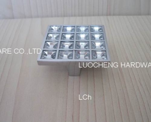 30PCS/ LOT FREE SHIPPING 50MM SQUARE CLEAR KNOB WITH ALUMINIUM ALLOY CHROME METAL PART