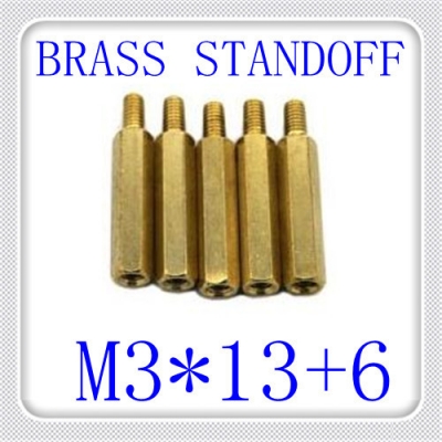 500pcs/lot pcb m3*13+6 brass hex male to female standoff /standoff screw