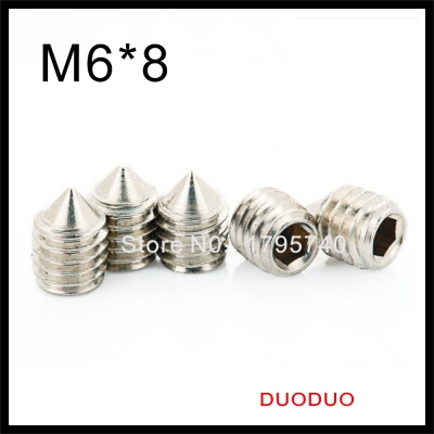 50pcs din914 m6 x 8 a2 stainless steel screw cone point hexagon hex socket set screws
