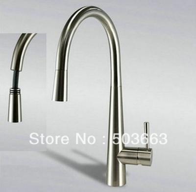Brand New Nickel Brushed Deck Mount Single Hole Pull Out & Swivel Kitchen Sink Faucet Vessel Mixer Basin Tap L-0121