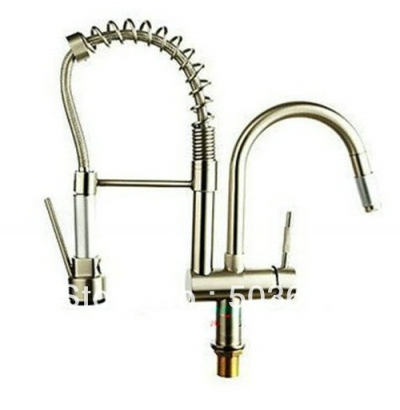 Brass Faucet Basin Sink New Brushed Nickle Swivel 2 Water Jets Spray Single Handle Mixer Tap S-798