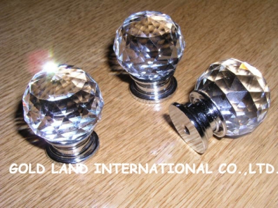 D30mm Free shipping wholesale 100pcs/lot crystal glass furniture cabinet knobs [Crystal Glass Handles & Knob]