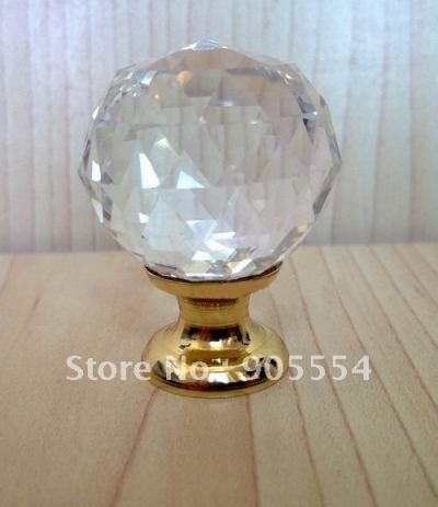 D30mmxH42mm 20pcs/lot Free shipping brass base transparent crystal glass furniture knob