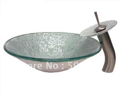Droplets show Vessel Washbasin Tempered Glass Sink Brass Faucet set CM0103 [Glass Lavatory Basin Set 1274|]