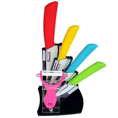 Hot sale! 3"+4"+5"+6"+Peeler+ Knife Holder Ultra Sharp Kitchen Ceramic Cutlery Knives Set,