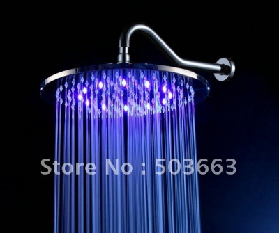 New 8'' LED Shower Faucet Chrome Brass Mixer Tap Shower Head With Shower Arm L-1581