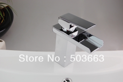 Perfect Deck Mounted Single Hole Bathroom Chrome Waterfall Faucet Brass Mixer Tap L-0120