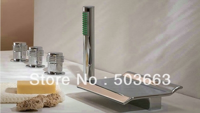 Promotions 5 Pcs Bathroom Basin Sink Waterfall Faucet Set Mixer Tap Vanity Faucet Chrome Crane S-096